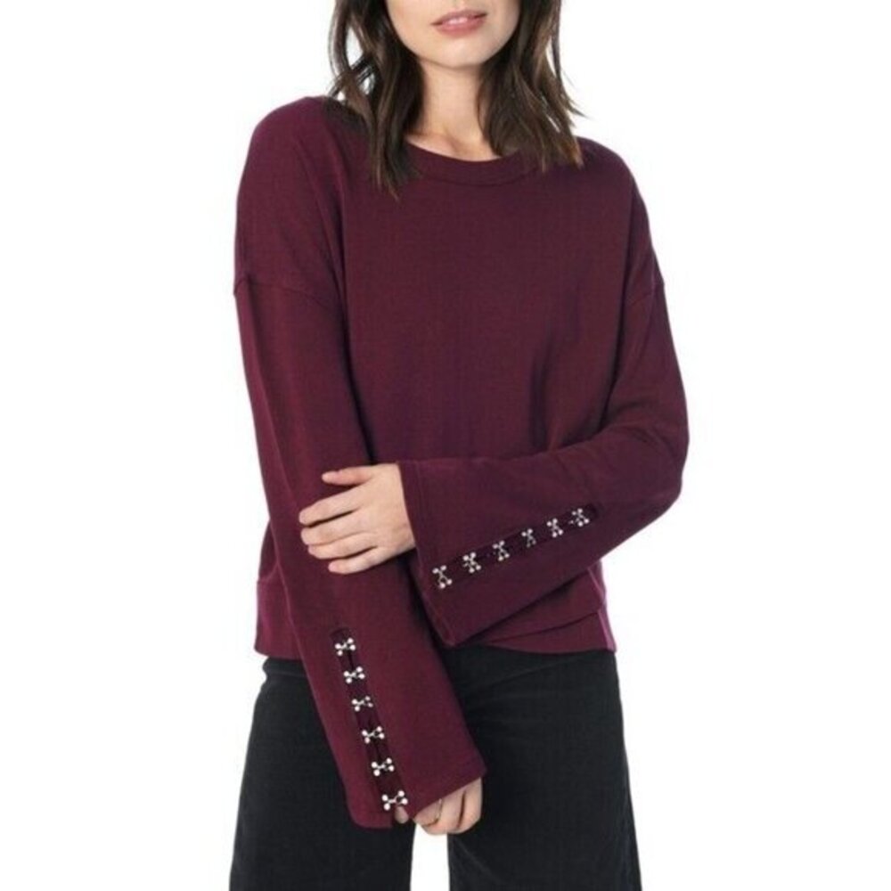 Joe's Jeans Top Khaleesi Comfy Cozy Casual Sweatshirt Loungewear Merlot SZ L NWT